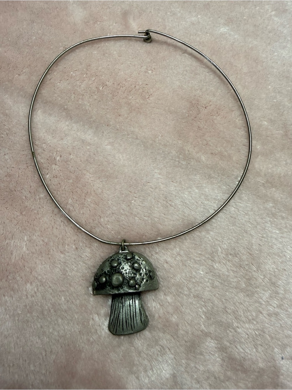 Vintage Metzke Pewter Mushroom Pendant Necklace - Women Jewelry